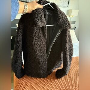 Zara Black Textured Bomber Jacket